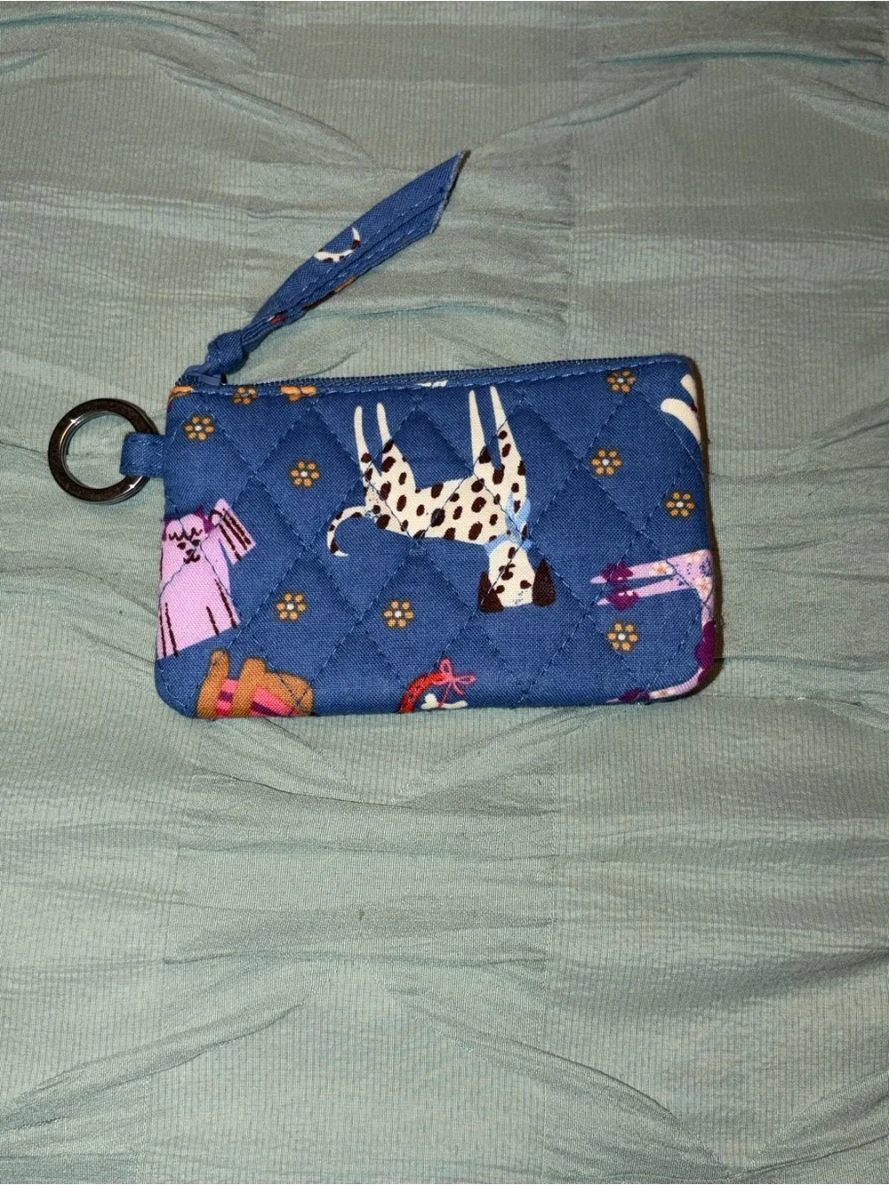 Vera Bradley Blue dog pattern Quilted Wristlet ID Case